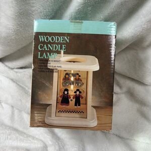 Vintage Wooden Candle Lamp I Love Country Decor Rustic Couple Beige Mirror